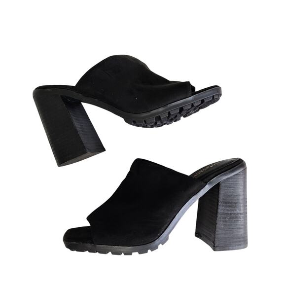 Steve Madden Cool Planet Newbury Heeled Mule Size 10 Black Faux Suede Open Toe - Picture 7 of 10